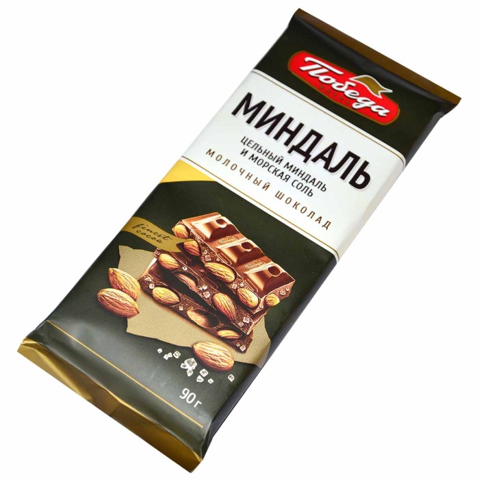 Шоколад Победа Миндаль молочный 90гр м/у