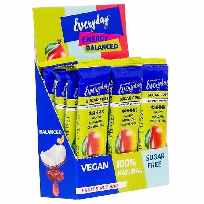 Батончик Эвридей протеиновый манго,миндаль,семена чиа 45гр м/у