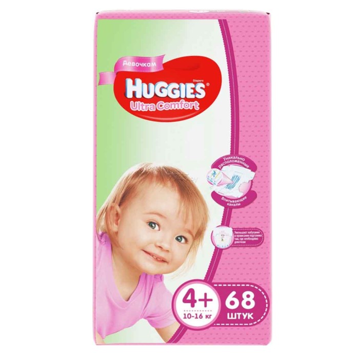 Подгузники Huggies UC 4+ Giga Girl (10-16кг) 68шт м/у