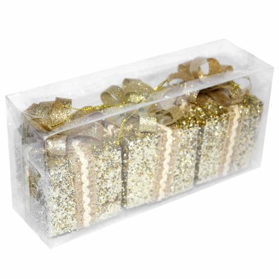 Украшение новогоднее Подарок/Шар золотой 3шт