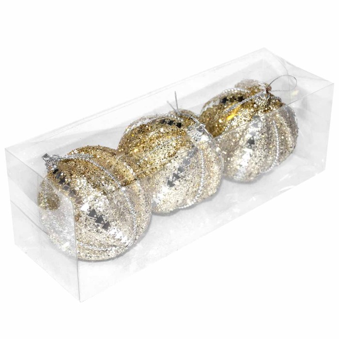 Украшение новогоднее Подарок/Шар золотой 3шт