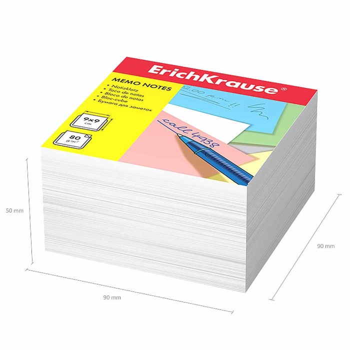 Бумага для заметок Erich Krause белая 90х90х50мм 500л арт2717