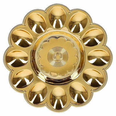 Блюдо Marmiton Праздничное золото для кулича и яиц пласт 23см арт17831