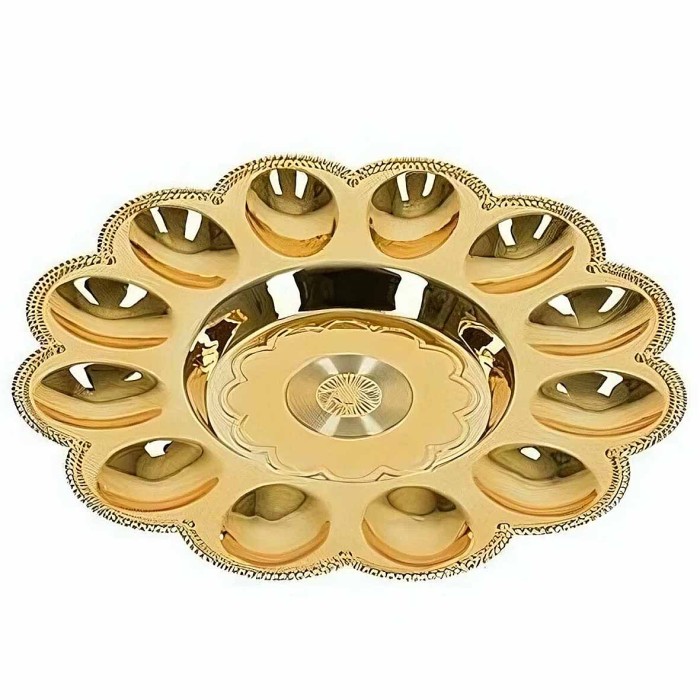 Блюдо Marmiton Праздничное золото для кулича и яиц пласт 23см арт17831