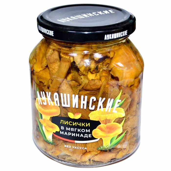Грибы лисички Лукашинские маринованные 340гр ст/б