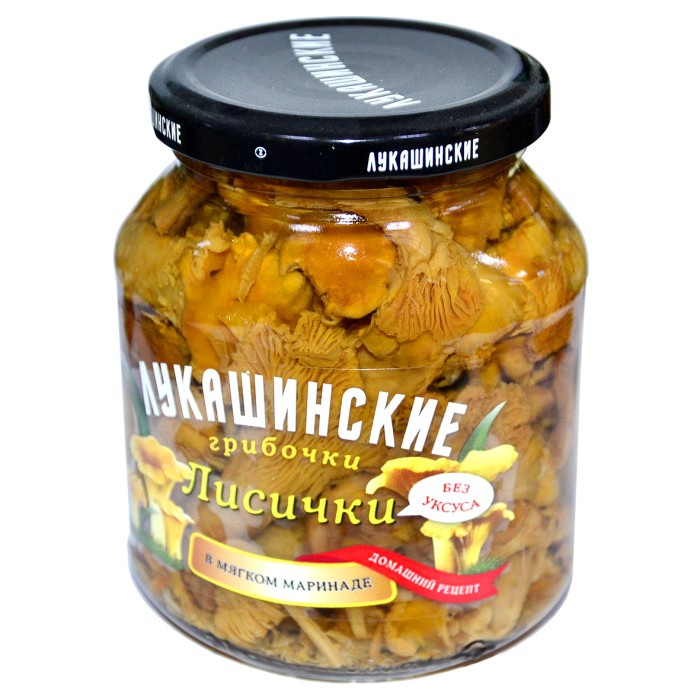 Грибы лисички Лукашинские маринованные 340гр ст/б