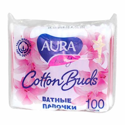 Палочки ватные Aura Beauty 100шт м/у