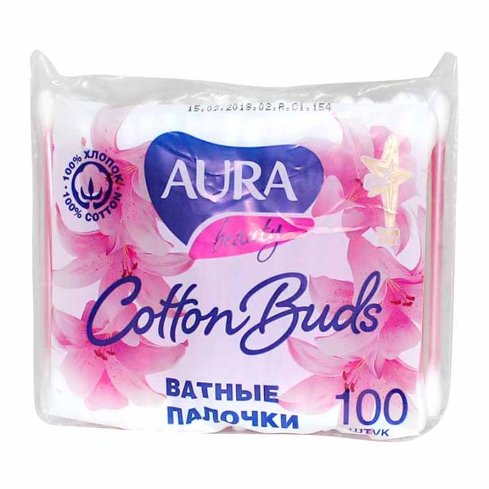 Палочки ватные Aura Beauty 100шт м/у