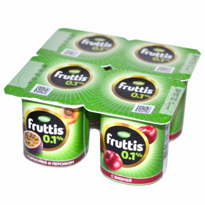 Йогурт Fruttis Легкий персик-маракуйя и вишя 0,1% 110гр пэт