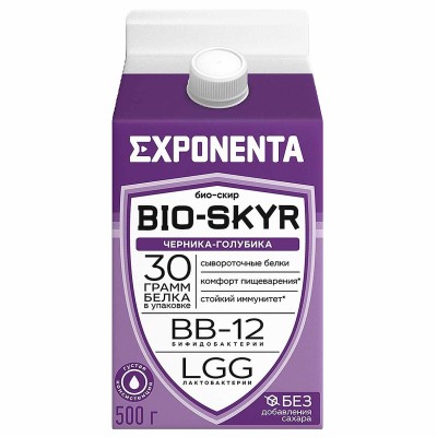 Напиток кисломолочный Exponenta Bio-Skyr 3в1 Черника-Голубика 500гр т/п
