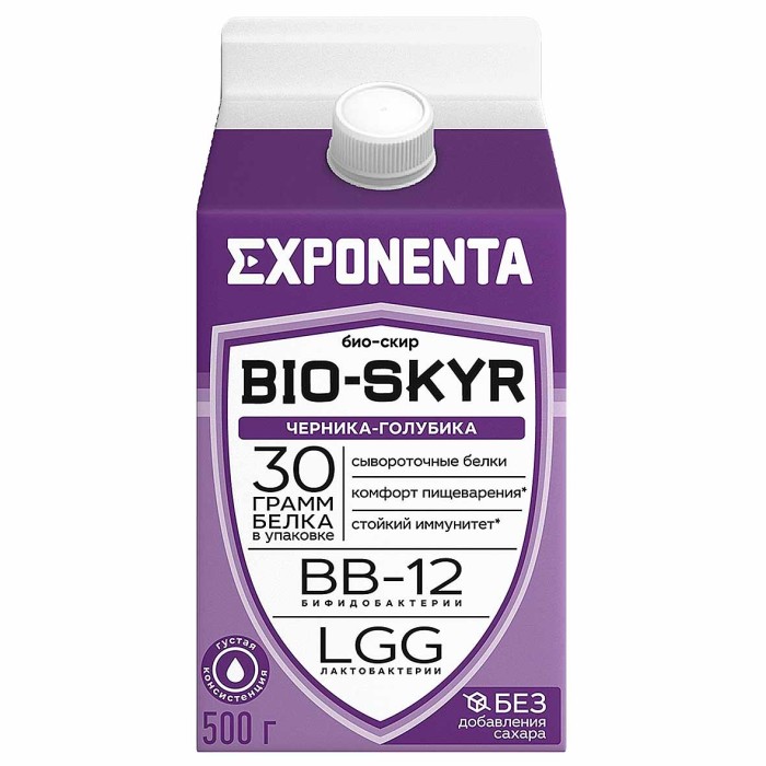 Напиток кисломолочный Exponenta Bio-Skyr 3в1 Черника-Голубика 500гр т/п