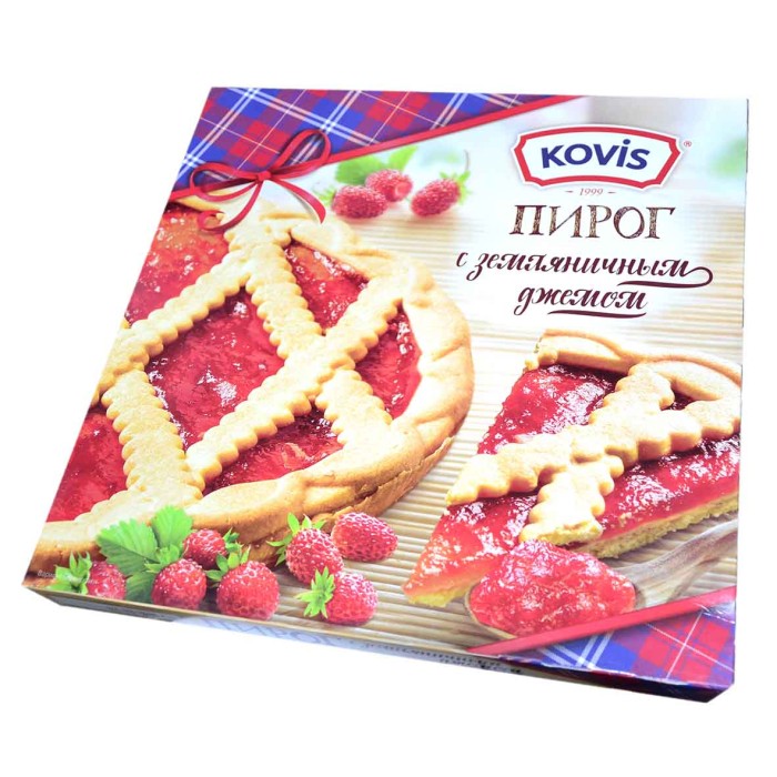 Пирог Kovis песочный с земляничным джемом 430гр к/у