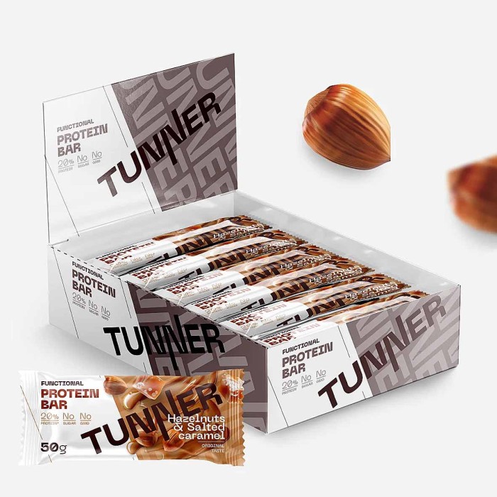 Батончик функциональный Tunner Protein Bar Фундук и соленая карамель 50гр