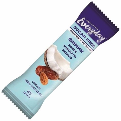 Батончик Эвридей протеиновый кокос,миндаль,кешью 45гр м/у