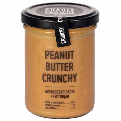 Паста арахисовая Arahis Project Crunchy с кусочками 235гр ст/б