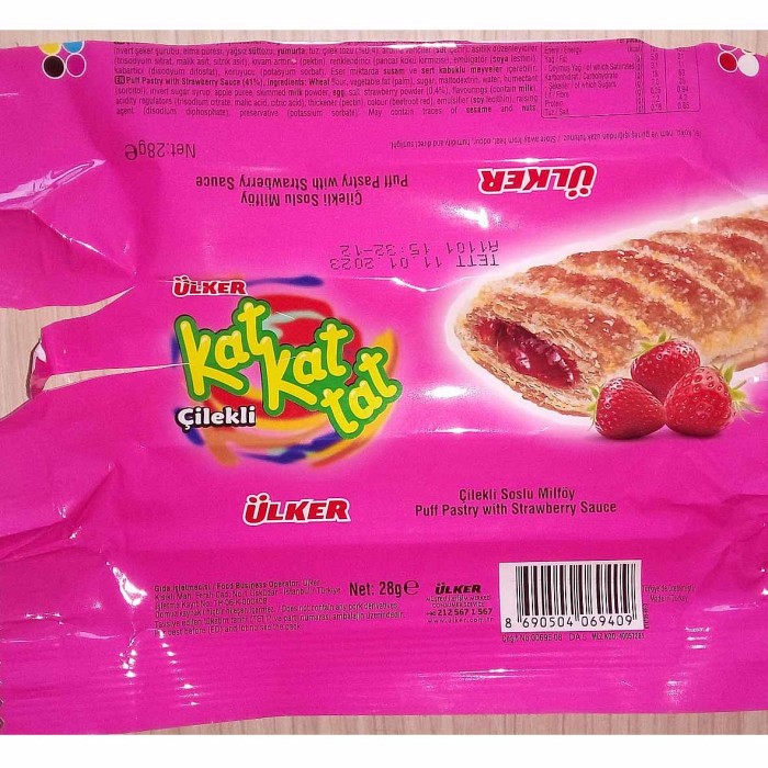 Печенье Kat Kat Tat с кремом из клубничного соуса 25гр м/у
