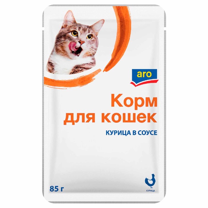 Корм для кошек Aro курица в соусе 85гр пауч