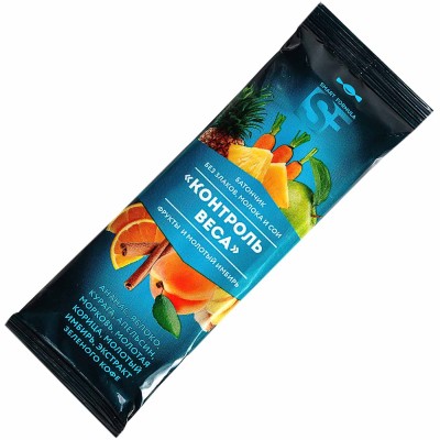 Батончик Smart Formula Контроль веса фрукты и молотыйый имбирь 40гр м/у