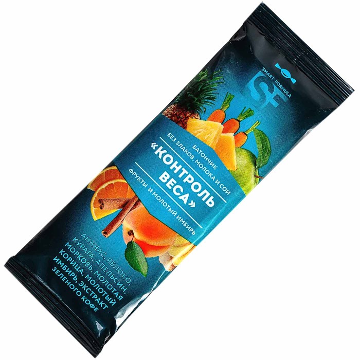 Батончик Smart Formula Контроль веса фрукты и молотыйый имбирь 40гр м/у
