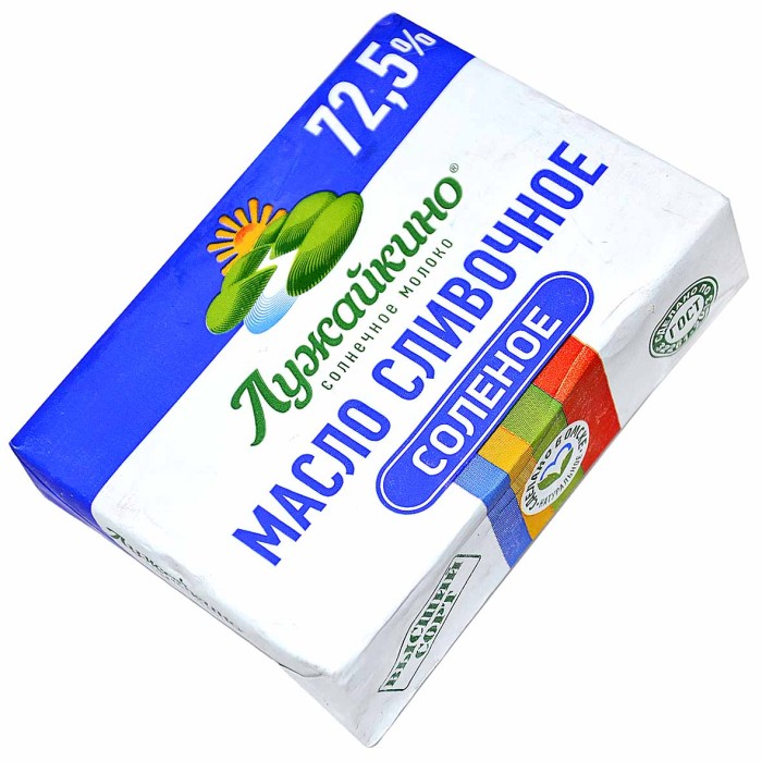 Масло сладко-сливочное Лужайкино соленое 72,5% 180гр м/у