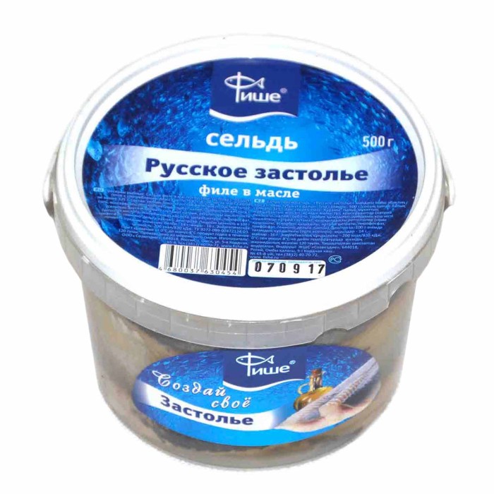 Сельдь Фише Русское застолье филе в масле 500гр пэт