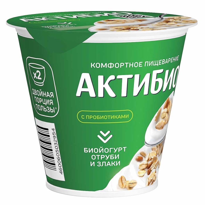 Биойогурт Актибио натуральный отруби и злаки 2,9% 220гр пэт