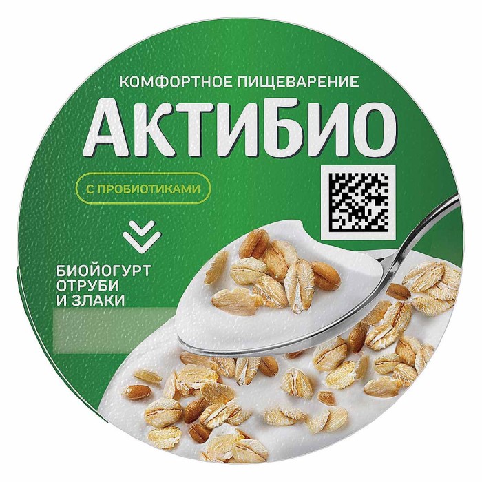 Биойогурт Актибио натуральный отруби и злаки 2,9% 220гр пэт
