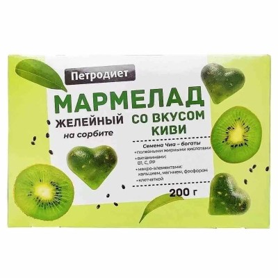 Мармелад Петродиет со вкусом киви семенами чиа на сорбите 200гр к/у