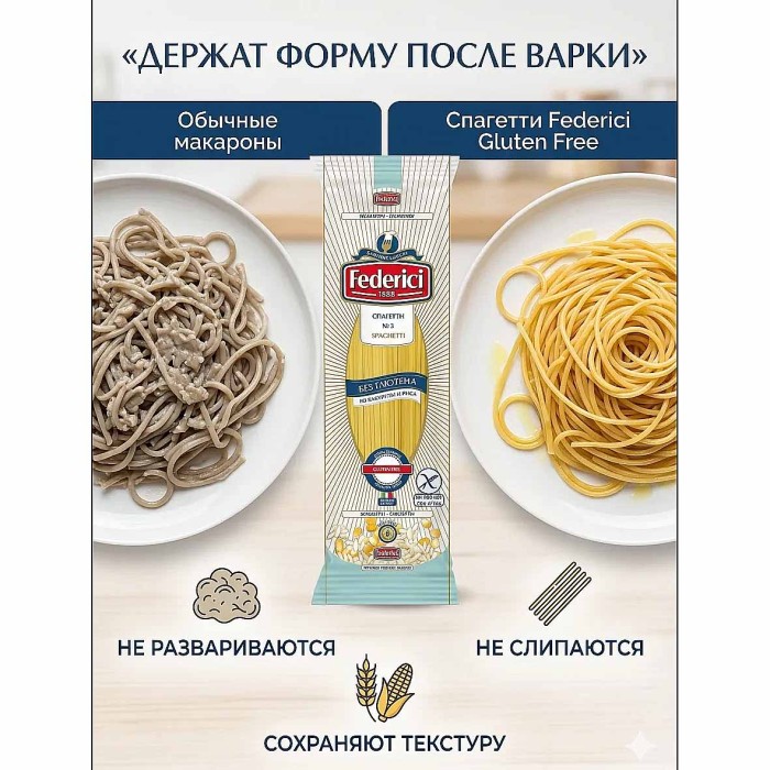 Макароны Federici спагетти №3 без глютена 250гр м/у