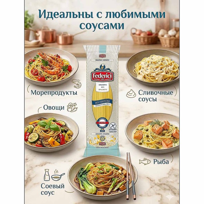 Макароны Federici спагетти №3 без глютена 250гр м/у