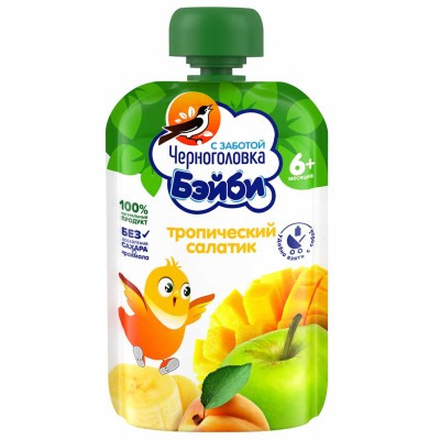 Пюре Черноголовка Бэйби тропический салатик с 6мес 85гр пауч