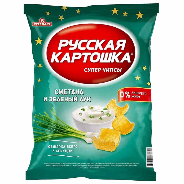 Чипсы Русская картошка вкус сметана и лук 150гр м/у