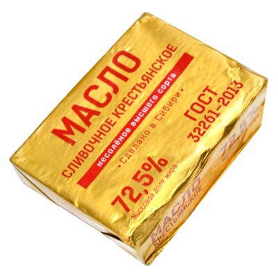 Масло сливочное Крестьянское несоленое 72,5% 180гр м/у