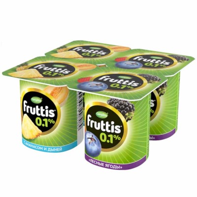 Йогурт Fruttis Легкий ананас-дыня и лесные ягоды 0,1% 110гр пэт