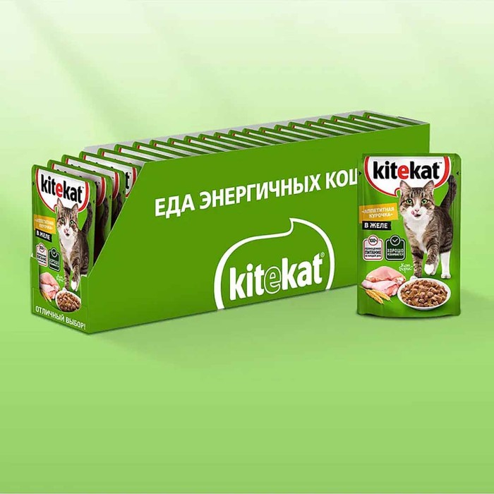 Корм для кошек Kitekat курица желе 85гр пауч