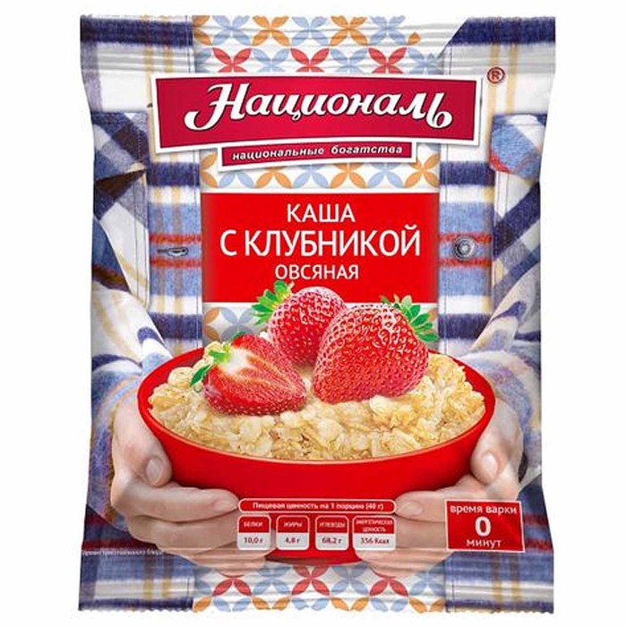 Каша овсяная Националь с клубникой 40гр м/у