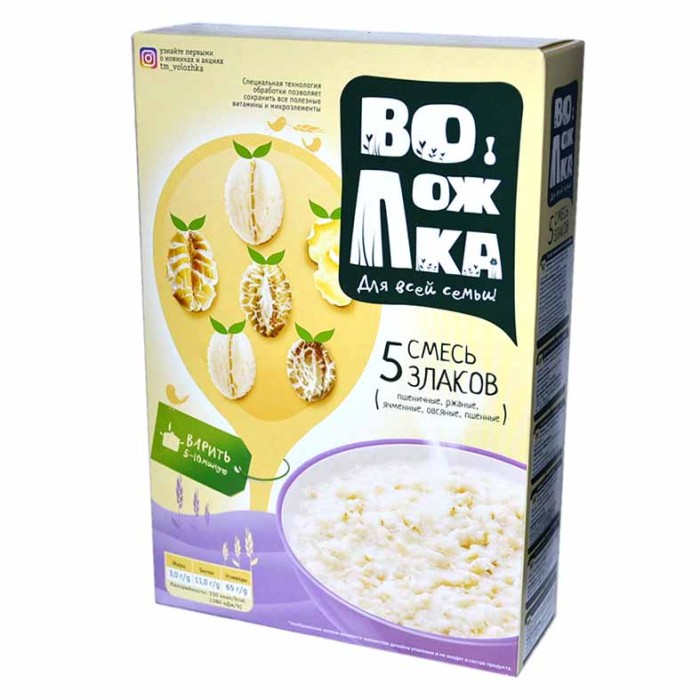 Хлопья Воложка 5 злаков 400гр к/у