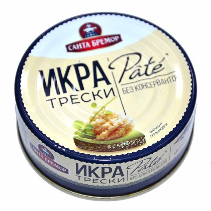 Икра Санта Бремор трески деликатесная пастер Pate 90гр ж/б