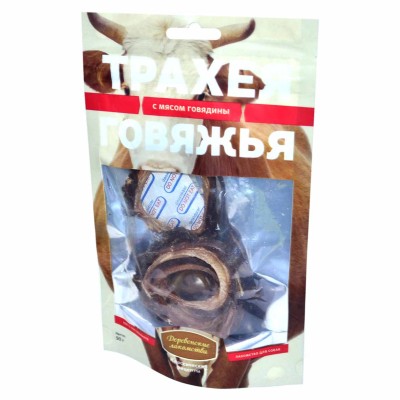 Лакомство для собак Деревенские лакомства трахея говяжья с мясом говядины 50гр в/у