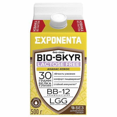 Напиток кисломолочный Exponenta Bio-Skyr 3в1 Ананас-Кокос 500гр т/п