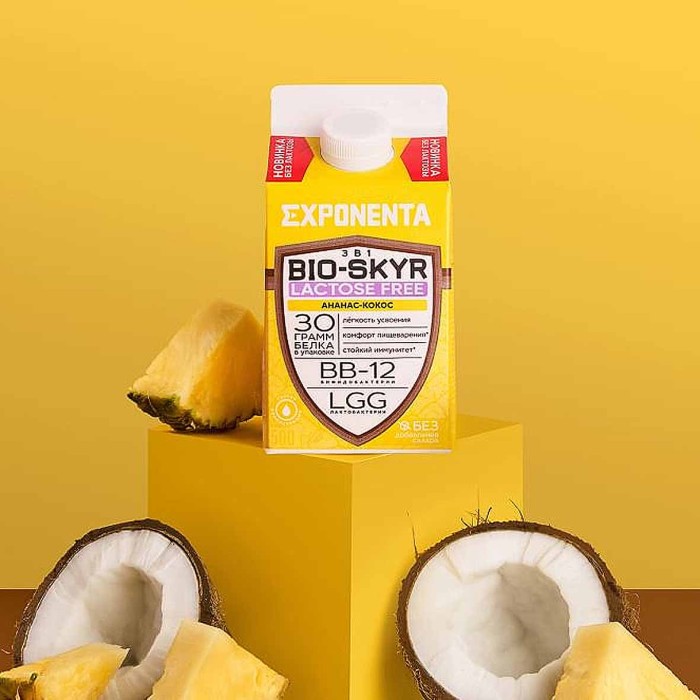 Напиток кисломолочный Exponenta Bio-Skyr 3в1 Ананас-Кокос 500гр т/п