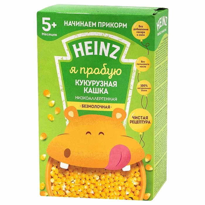 Каша Heinz кукурузная безмолочная с 5мес 180гр к/у
