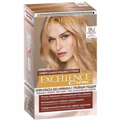 Краска для волос Loreal Exellence 9U Светло-русый к/у