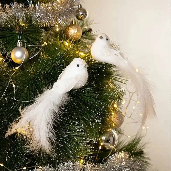 Украшение новогоднее Птички блестящие на ветке артА-114/117