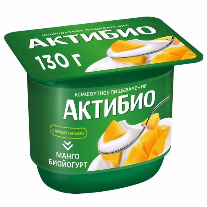 Биойогурт Актибио натуральный манго 3% 130гр пэт