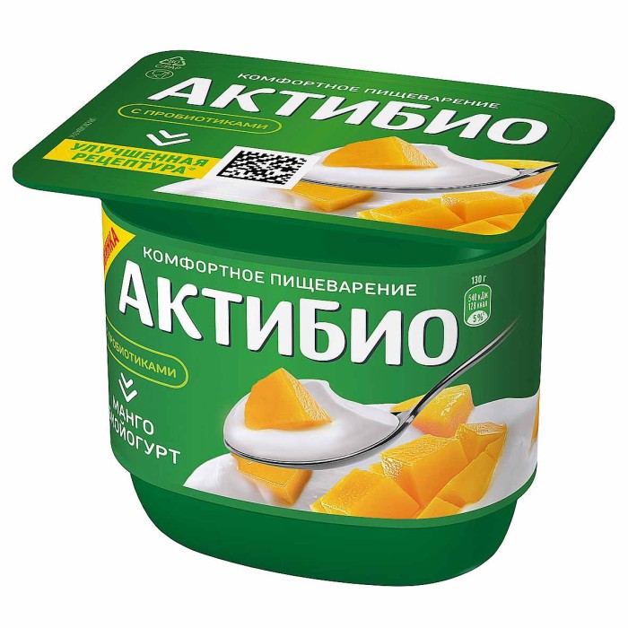 Биойогурт Актибио натуральный манго 3% 130гр пэт