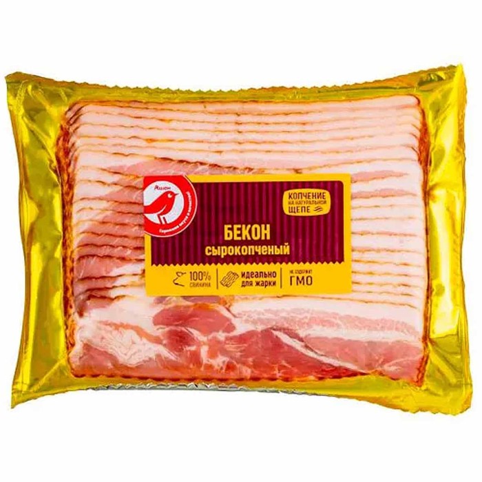 Бекон с/к Ашан из мяса свинины 200гр в/у