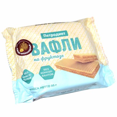 Вафли Петродиет Какао-шоколадные на фруктозе 95гр м/у