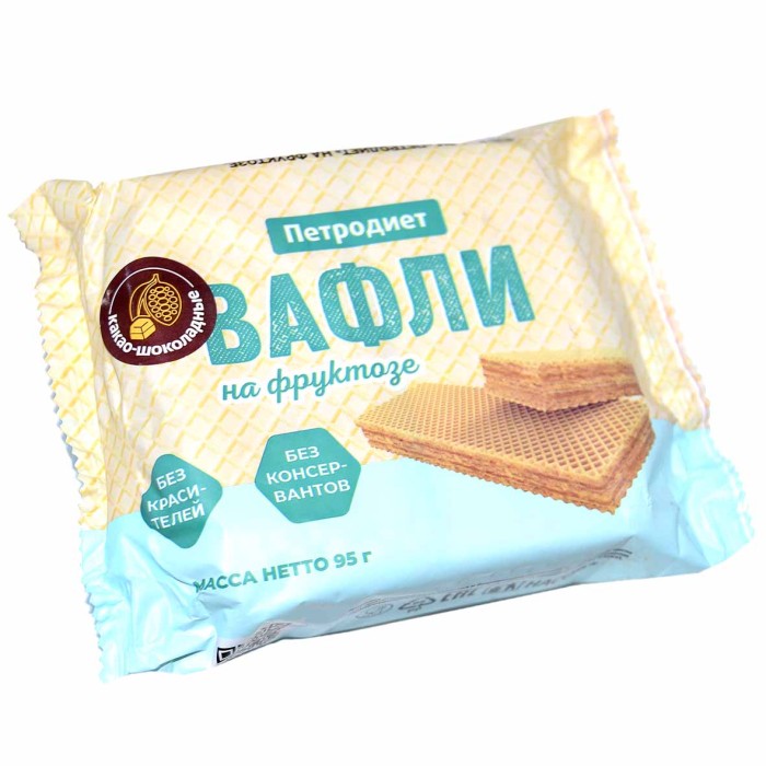 Вафли Петродиет Какао-шоколадные на фруктозе 95гр м/у
