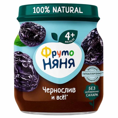 Пюре ФрутоНяня чернослив с 4мес 100гр ст/б